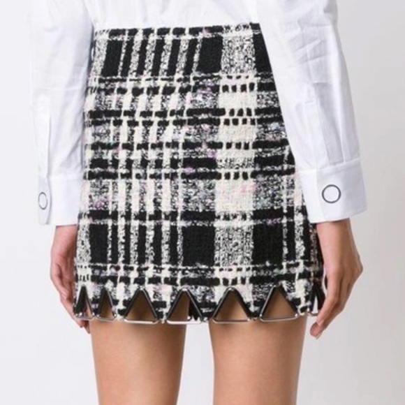 Alexander Wang checked plaid chain link mini skirt in black and white sz 2 - Picture 5 of 8